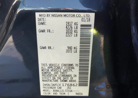 2018 Nissan Altima 2.5 Sv from USA, damaged, VIN 1N4AL3AP1JC176862